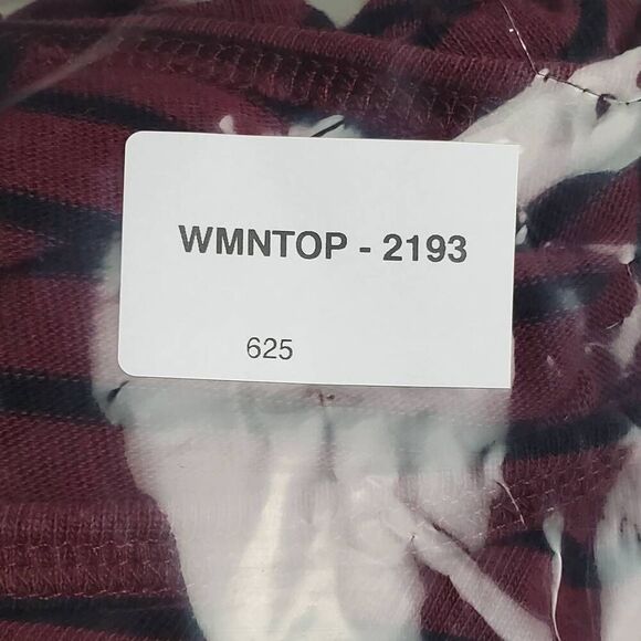 Tribal Women’s Burgundy Black Striped Henley Long Sleeve Top Size L Button Front - Picture 5 of 5